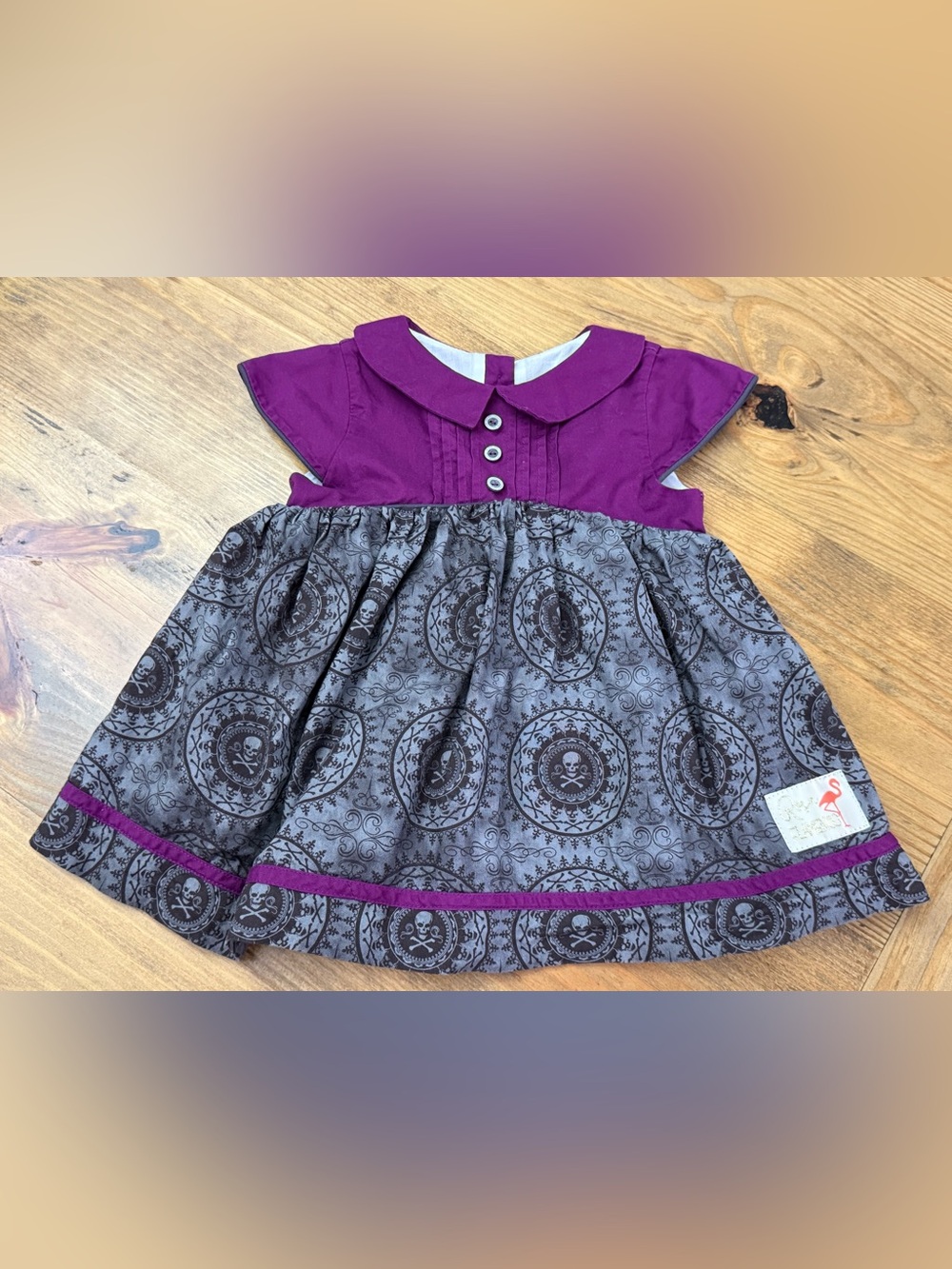Rosa Flamenco Purple Pirate Theme Skull and Cross Bones Dress